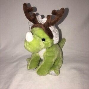 Frankford Baby Christmas Triceratops Green Dinosaur Plushy Holiday